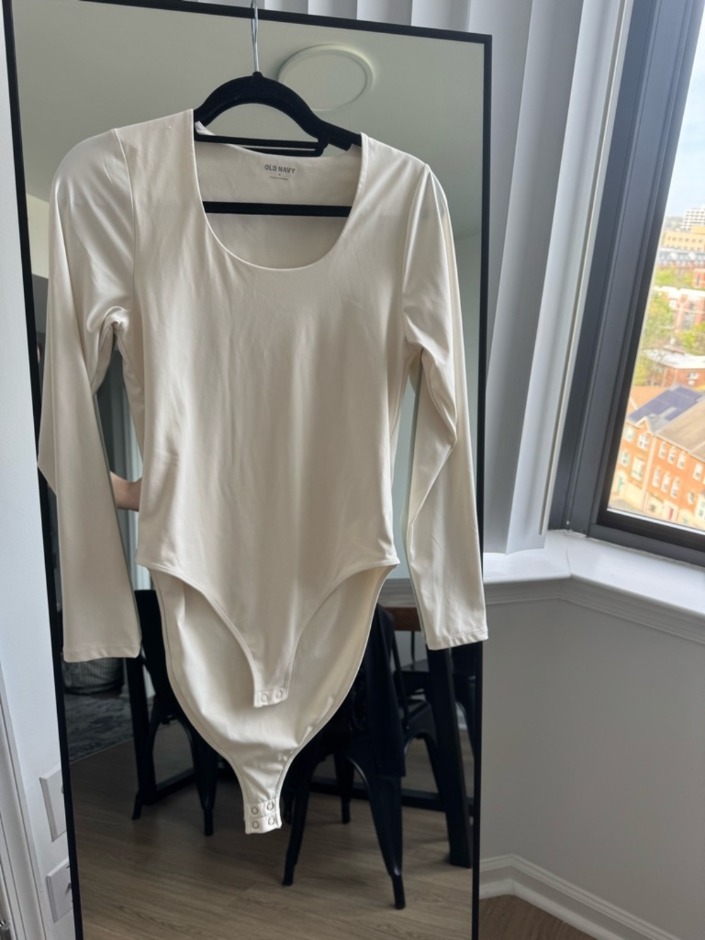 Old Navy Ivory Scoop Neck Long Sleeve Bodysuit